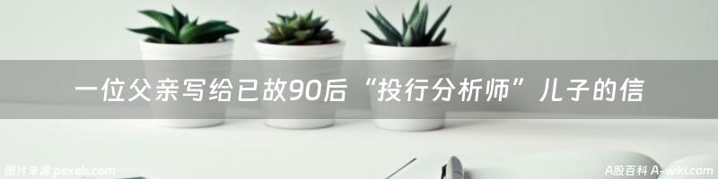 一位父亲写给已故90后“投行分析师”儿子的信